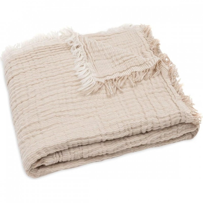 Jollein Decke Wiege Hydrophil Fringe Stripe - 75x100 cm - Biscuit