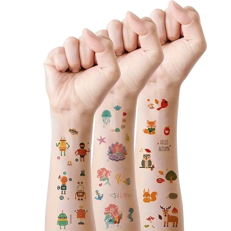 Temporäre Tattoos für Kinder – 30 Bögen für Jungs und Mädchen