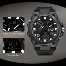 High-End Multifunktionale Sportuhr – Digital & Analog Schwarz Grau