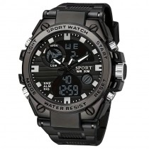 High-End Multifunktionale Sportuhr – Digital & Analog Schwarz Grau