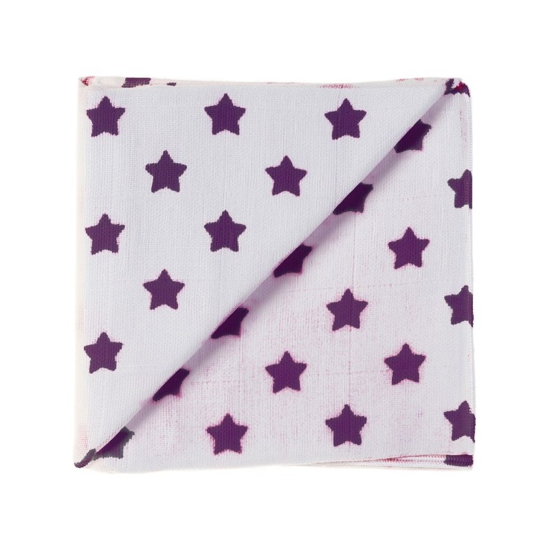 Zewi Baby Gaze Noschi bedruckt Sterne weiss-pflaume 17