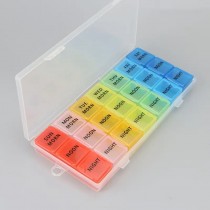 Tablettenbox 7 Tage, Pillendose für eine Woche, Tablettenorganizer mit 21 Fächern für morgens, mittags und abends