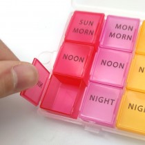 Tablettenbox 7 Tage, Pillendose für eine Woche, Tablettenorganizer mit 21 Fächern für morgens, mittags und abends