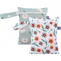2 Stück Wetbag Windeltasche Set 18x25 cm Flower Duo