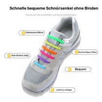 Elastische Silikon-Schnürsenkel – 16-teiliges Set in bunten Farben