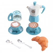 Kinder Kaffee-Set – Spielgeschirr mit Mokkakanne, Tassen, Croissant & Zubehör