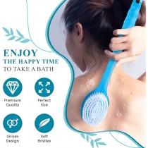 2in1 Duschbürste mit langem Griff, Rückenbürste Blau