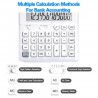 12-stelliger Taschenrechner mit Solar- & Batteriebetrieb – Grossdisplay & ergonomisches Design für Büro und Alltag – Weiss