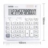12-stelliger Taschenrechner mit Solar- & Batteriebetrieb – Grossdisplay & ergonomisches Design für Büro und Alltag – Weiss