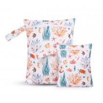 2 Stück Wetbag Windeltasche Set 36x26cm + 25x18cm Unterwasserwelt