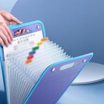 Aktenmappe mit 13-Taschen - A4 Fächermappe Vertikaler mit bunten Tabs Blau