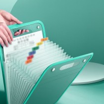 Aktenmappe mit 13-Taschen - A4 Fächermappe Vertikaler mit bunten Tabs Grün