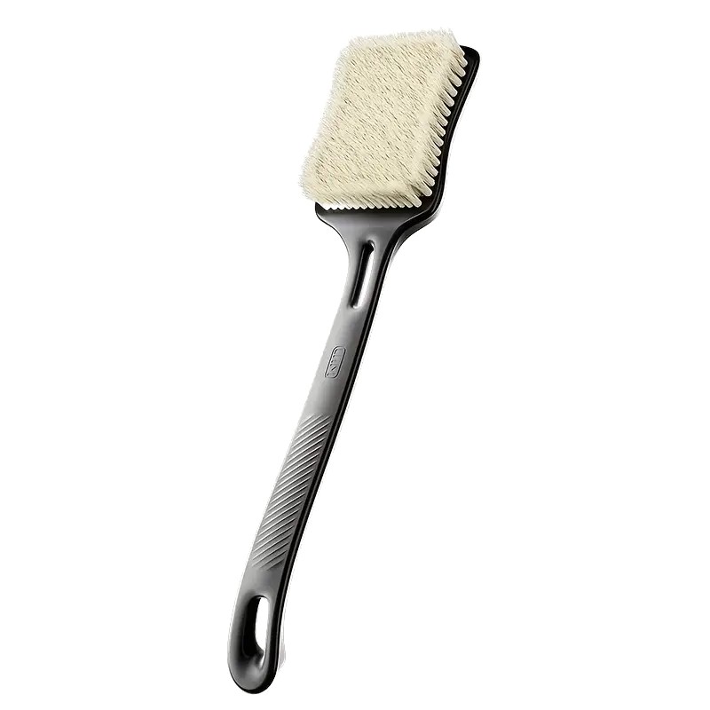 Langstielige Duschbürste Schwarz – Weiche Nylonborsten für Rücken & Peeling
