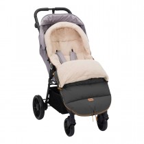 Fillikid Winterfusssack Fusssack Atlas Teddy grau mit Teddyplüsch