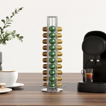 Kapselhalter für 40 Nespresso Kaffeekapseln, drehbarer Kaffeekapselhalter Silber