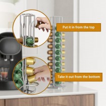 Kapselhalter für 40 Nespresso Kaffeekapseln, drehbarer Kaffeekapselhalter Silber