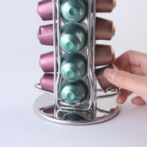 Kapselhalter für 40 Nespresso Kaffeekapseln, drehbarer Kaffeekapselhalter Silber