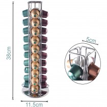 Kapselhalter für 40 Nespresso Kaffeekapseln, drehbarer Kaffeekapselhalter Silber
