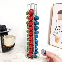 Kapselhalter für 40 Nespresso Kaffeekapseln, drehbarer Kaffeekapselhalter Silber