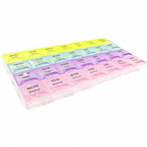 Tablettenbox 7 Tage, Pillendose für eine Woche, Tablettenorganizer mit 28 Fächern