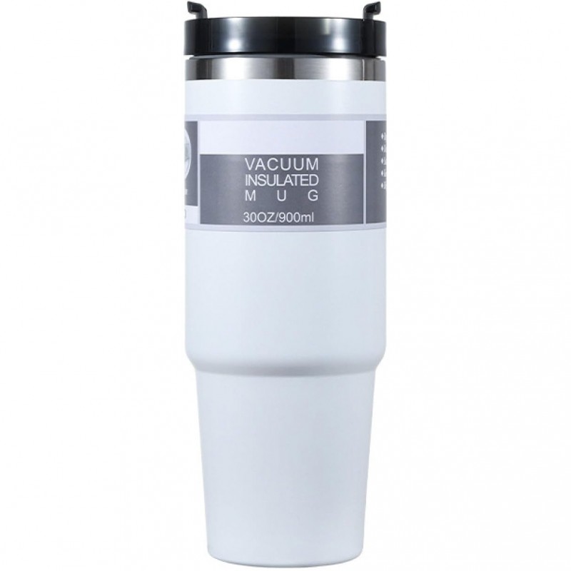 Edelstahl Vakuum Thermobecher, Kaffeebecher, Auto-Tumbler-Becher, 900ml Weiss