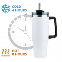 Edelstahl Thermobecher, Kaffeebecher, Auto-Tumbler-Becher, 900ml Weiss
