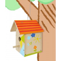 Eichhorn Vogelhaus aus Holz zum Zusammenbauen inkl. Pinsel und Farben