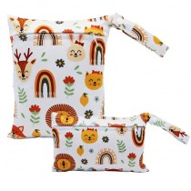 2 Stück Wetbag Windeltasche Set 19x24cm + 22x15cm Animal Rainbow