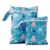 2 Stück Wetbag Windeltasche Set 36x26cm + 25x20cm Oktopus