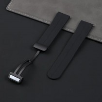 Silikon Armband mit magnetischer Faltschliesse, Schnellverschluss, 22mm Schwarz