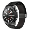 Silikon Armband mit magnetischer Faltschliesse, Schnellverschluss, 22mm Schwarz
