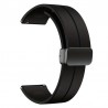 Silikon Armband mit magnetischer Faltschliesse, Schnellverschluss, 22mm Schwarz