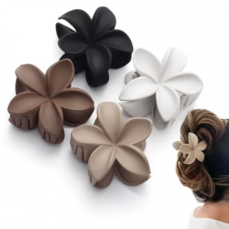 4 Stück Haarkrallen, Haarklammern Blumen Schwarz, Weiss, Beige, Braun