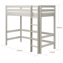 Flexa Classic Hochbett mit gerader Leiter 90x200 cm Weiss lasiert