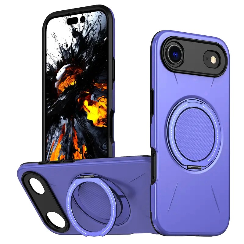 Stossfeste Handyhülle iPhone 17 Air mit 360° Ring Lila