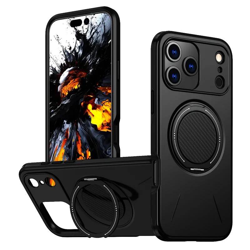 Stossfeste Handyhülle iPhone 17 Pro mit 360° Ring Schwarz