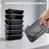 10er-Set schwarze Kunststoff-Lebensmittelbehälter – Frischhalteboxen 600 ml schwarz