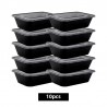 10er-Set schwarze Kunststoff-Lebensmittelbehälter – Frischhalteboxen 600 ml schwarz