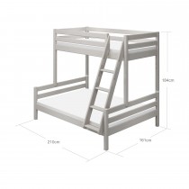 Flexa Classic Etagenbett 90x200/140x200 mit Schrägleiter Grau
