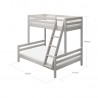 Flexa Classic Etagenbett 90x200/140x200 mit Schrägleiter Grau