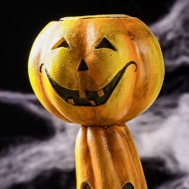 Halloween Kerzenständer Kürbisstapel – Deko aus Kunstharz (1 Stück)