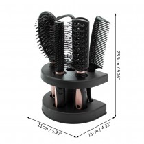 5-teiliges Haarstyling-Kamm-Set mit Spiegel & Halter – Rose