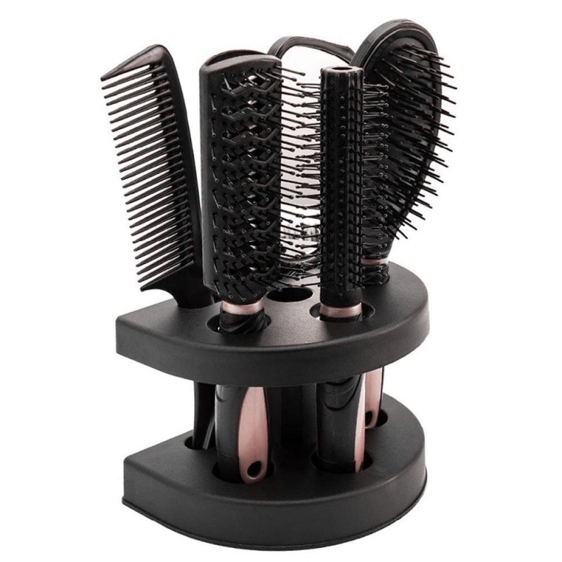 5-teiliges Haarstyling-Kamm-Set mit Spiegel & Halter