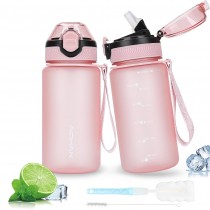 Sport Trinkflasche mit Strohhalm und Reinigungsbürste 600ML Rosa