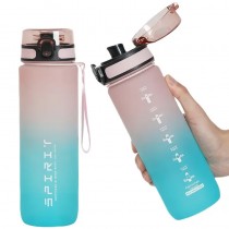 Trinkflasche Spirit mit Zeitmarkierungen & Trageschlaufe 750ML Rosa Türkis
