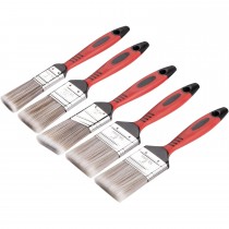 5er-Set Farbpinsel mit ergonomischem Gummigriff – Robuste Kunststofffaser-Borsten