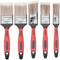 5er-Set Farbpinsel mit ergonomischem Gummigriff – Robuste Kunststofffaser-Borsten