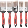 5er-Set Farbpinsel mit ergonomischem Gummigriff – Robuste Kunststofffaser-Borsten
