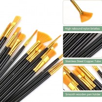 Hochwertiges 22-teiliges Nylon-Künstlerpinselset für Acryl-, Öl- & Aquarellmalerei