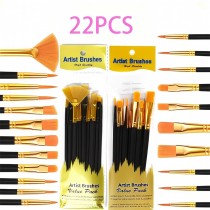 Hochwertiges 22-teiliges Nylon-Künstlerpinselset für Acryl-, Öl- & Aquarellmalerei